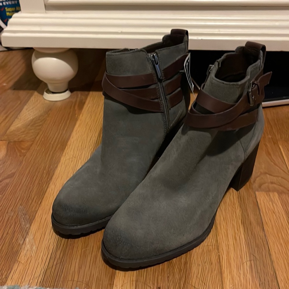 Sam Edelman Grey Suede Booties Size 10 1/2